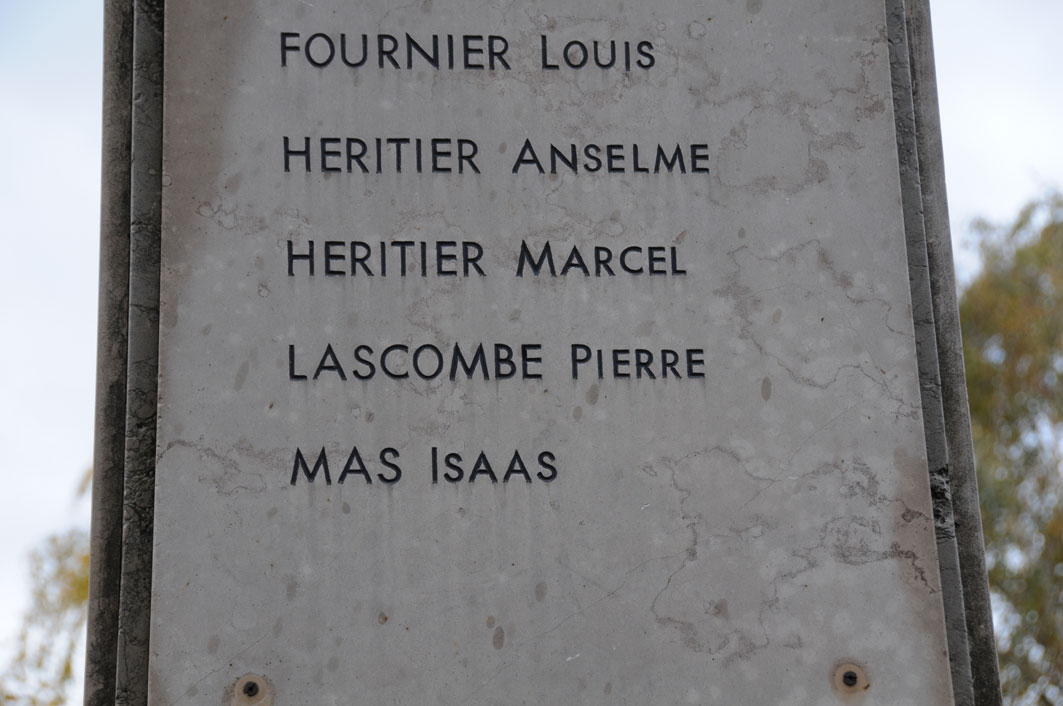 Le nom inscrit sur le monument